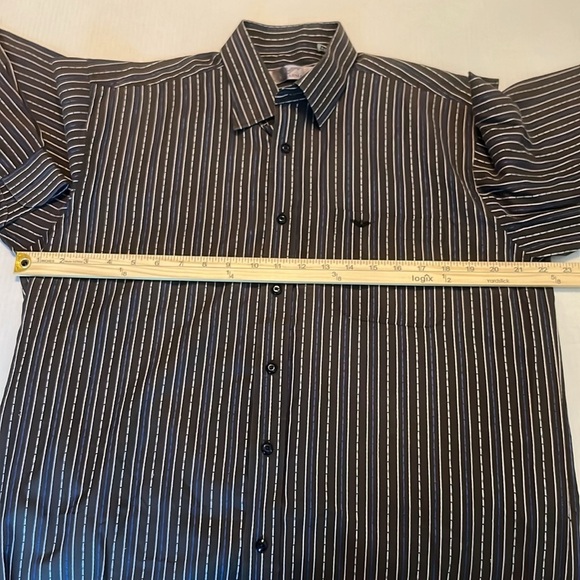 Giorgio Armani Cotton Button Down Brown Striped Shirt Size XL - Picture 6 of 14